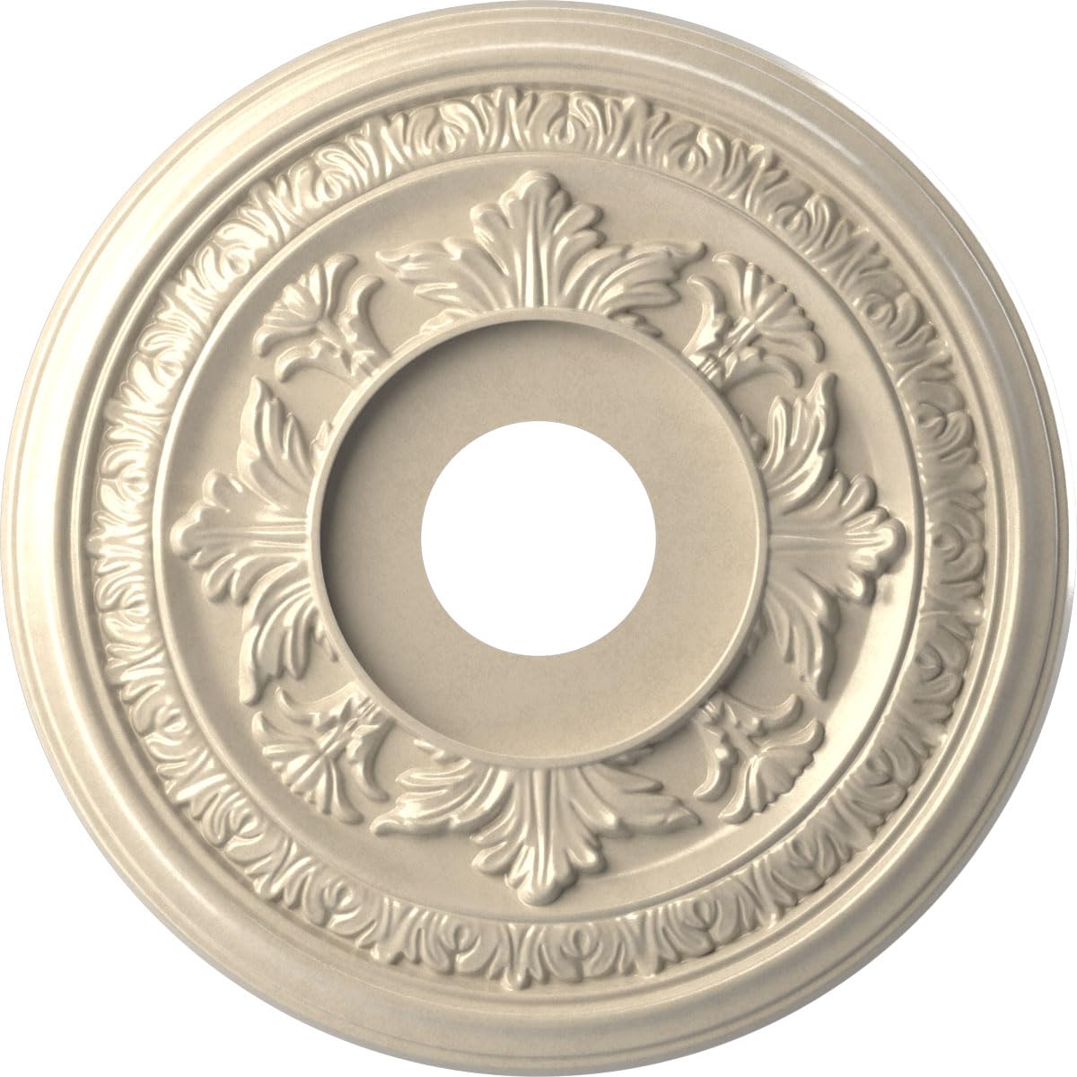 Ekena Millwork CMP16BAEPE Baltimore Thermoformed PVC Ceiling Medallion (Fits Canopies up to 6 1/2"), 16"OD x 3 1/2"ID x 1"P, Universal Metallic Pearl Mist