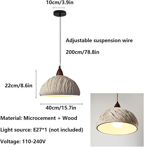 Miniatura 7 de Creative Round Microcement Hanging Lights Retro Industrial Pendant Light Wood Concrete Lamparas Chandelier Indoor Lighting