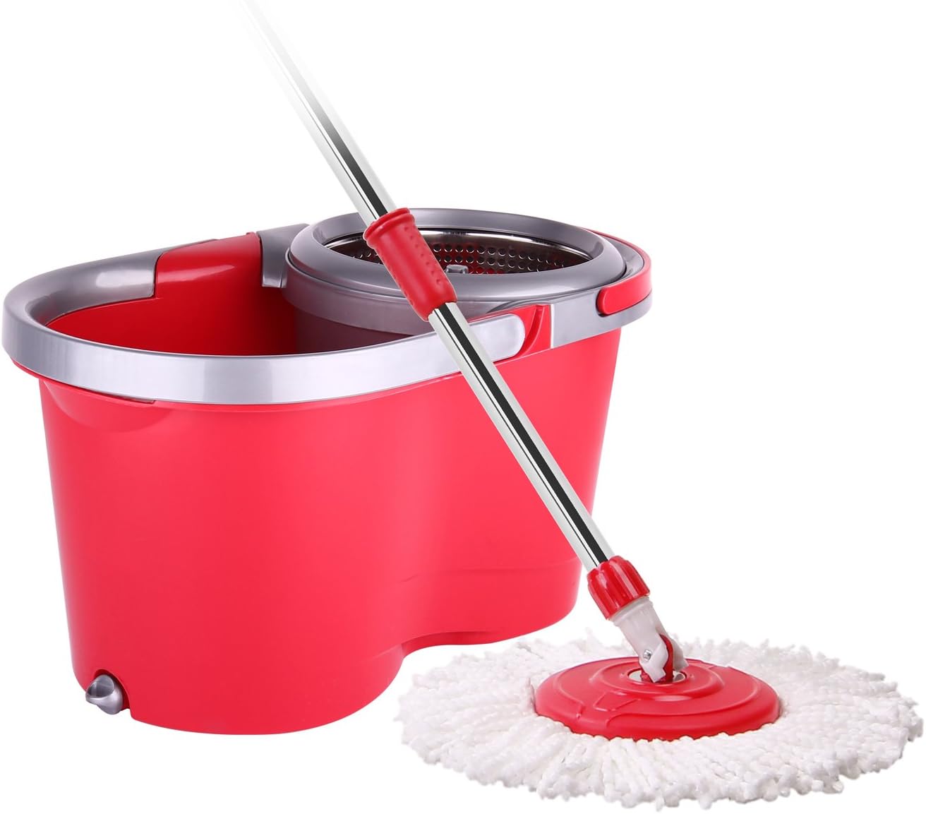 Arevo Twirl Wet Spin Mop and Bucket System for Floor Cleaning, Easy Wring Wet Floor Mop With Washable Microfiber Cloth Broom