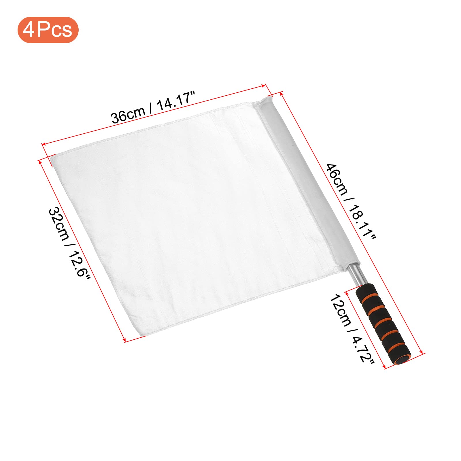 PATIKIL Referee Flag, 4 Pack Stainless Steel Pole Sponge Handle for Football Soccer Track and Field Sports Linesman Command Hand Signal, White