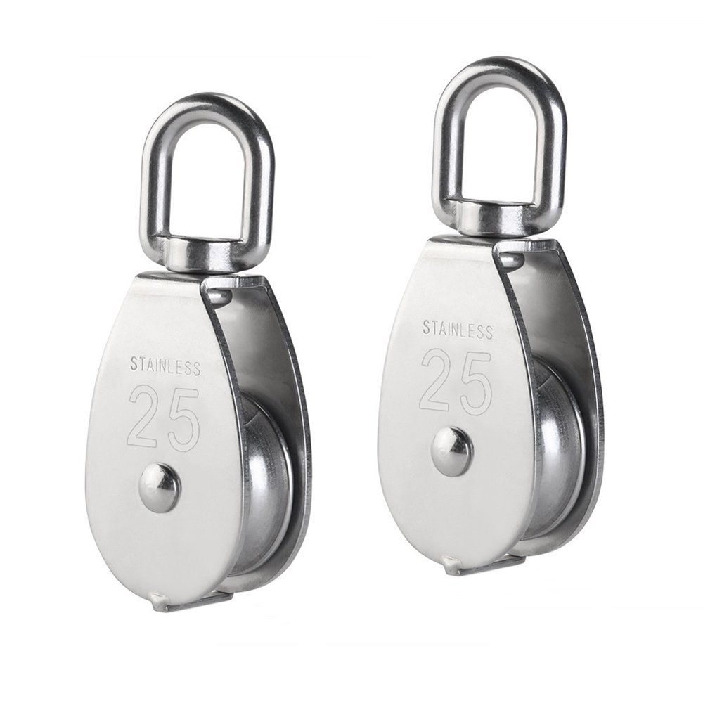 Amazon.com: YAMASO,2Pcs 304 Stainless Steel M25 Silver Single Pulley ...
