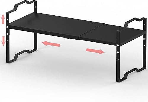 Jojocross Estante expandible para organizador de gabinete, estante de especias apilable ajustable en la cocina y el baño, para mostrador, despensa,