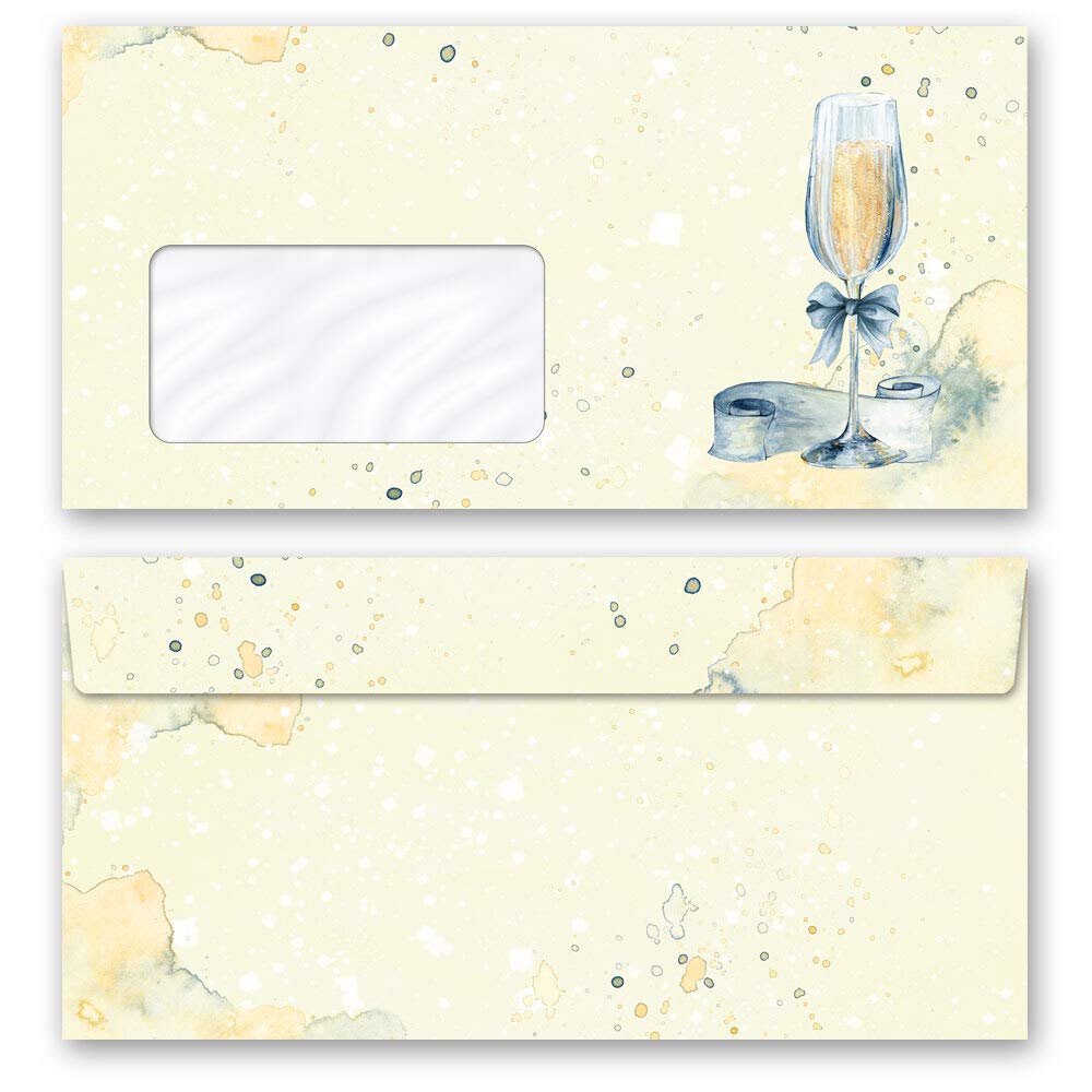 Motif envelopes Special Occasions, Champagne Reception 50 envelopes (with Window) DIN Long (220x110 mm) | Paper-Media