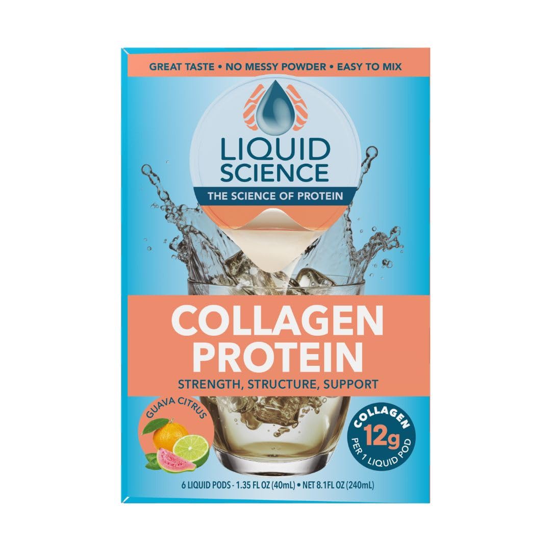 Liquid Science Guava Single Serve Collagen Pods - Peel and Pour- Pack of 6