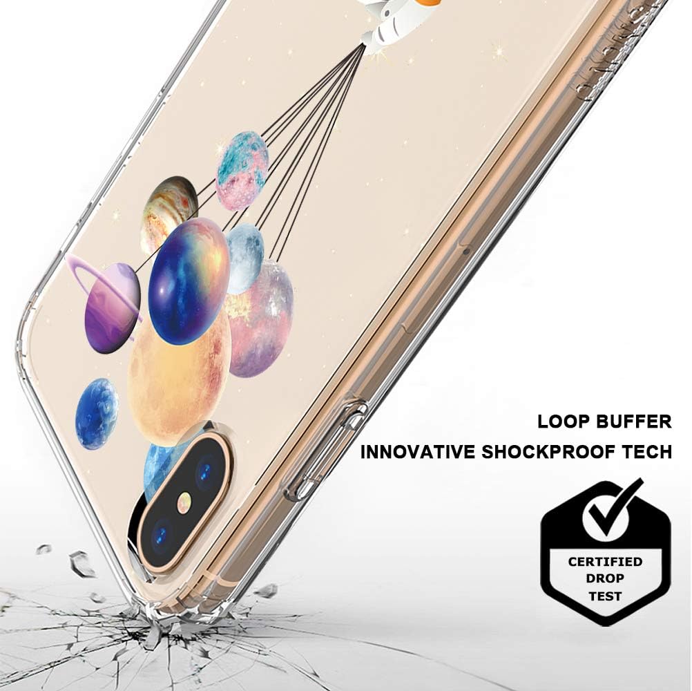 MOSNOVO Astronaut Planet Pattern Designed for iPhone Xs Case/Designed for iPhone X Case,Clear Case with Design,TPU Bumper with Protective Hard Case Cover