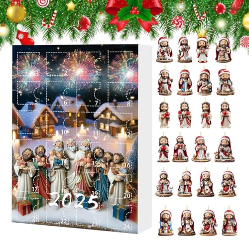 Breloques Jésus en acrylique 2D et calendrier Avent 2025 pour une décoration de porte durable