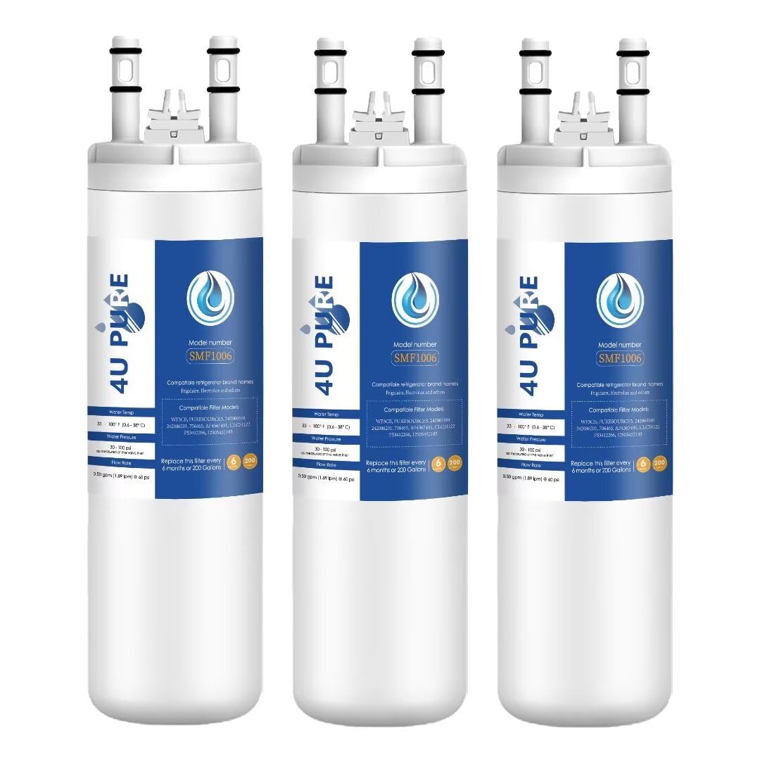 WF3CB Refrigerator Water Filter, Replacement for Pure Source 3, 706465, 242086201, 242086203, 242294501, 242069601, AP4567491, WF425, 3 Pack (Height 9 inches) | Fridge.com