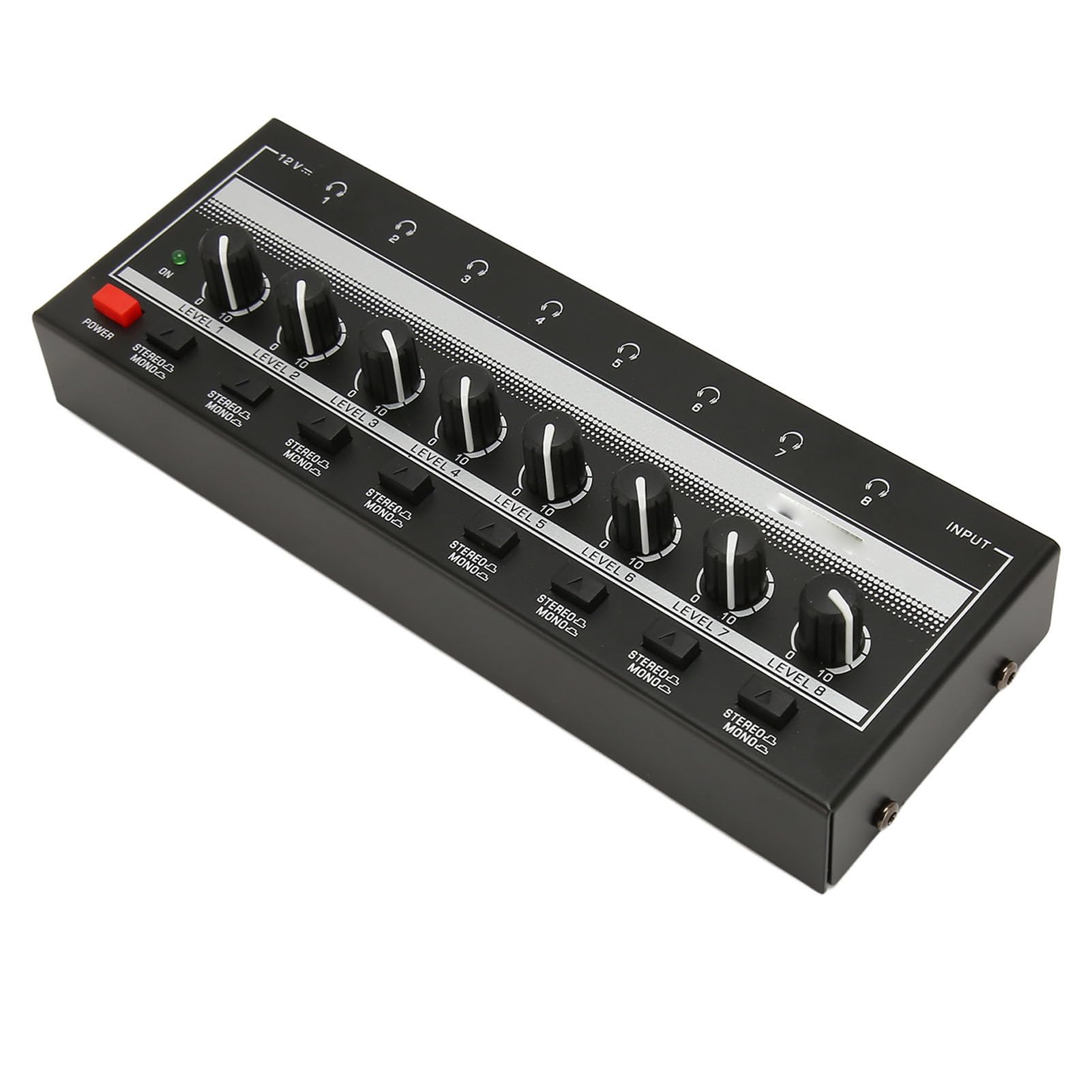 Amplificatore per Cuffie, Amplificatore per Cuffie Stereo a Basso Rumore, Suono Chiaro, 8 Uscite, 1 Canale di Ingresso, Metallo per Palco (Spina europea)