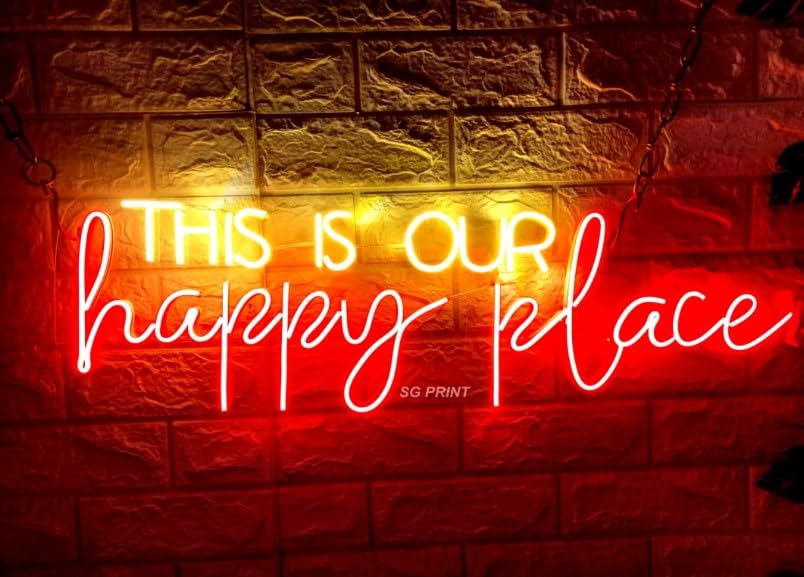 Wall Mitra This is our happy place neon sign for home decor bedroom decor neon light for home wall art red and warm white color (12 X30 inches)-image-12