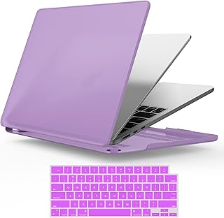 IBENZER Compatible with M2 2023 2022 MacBook Air 13 inch case, Model A2681, Hard Shell Case&Keyboard Cover for New M2 Mac Air 13.6 in with Touch ID, Purple, CA-AT13-KK-PU+1