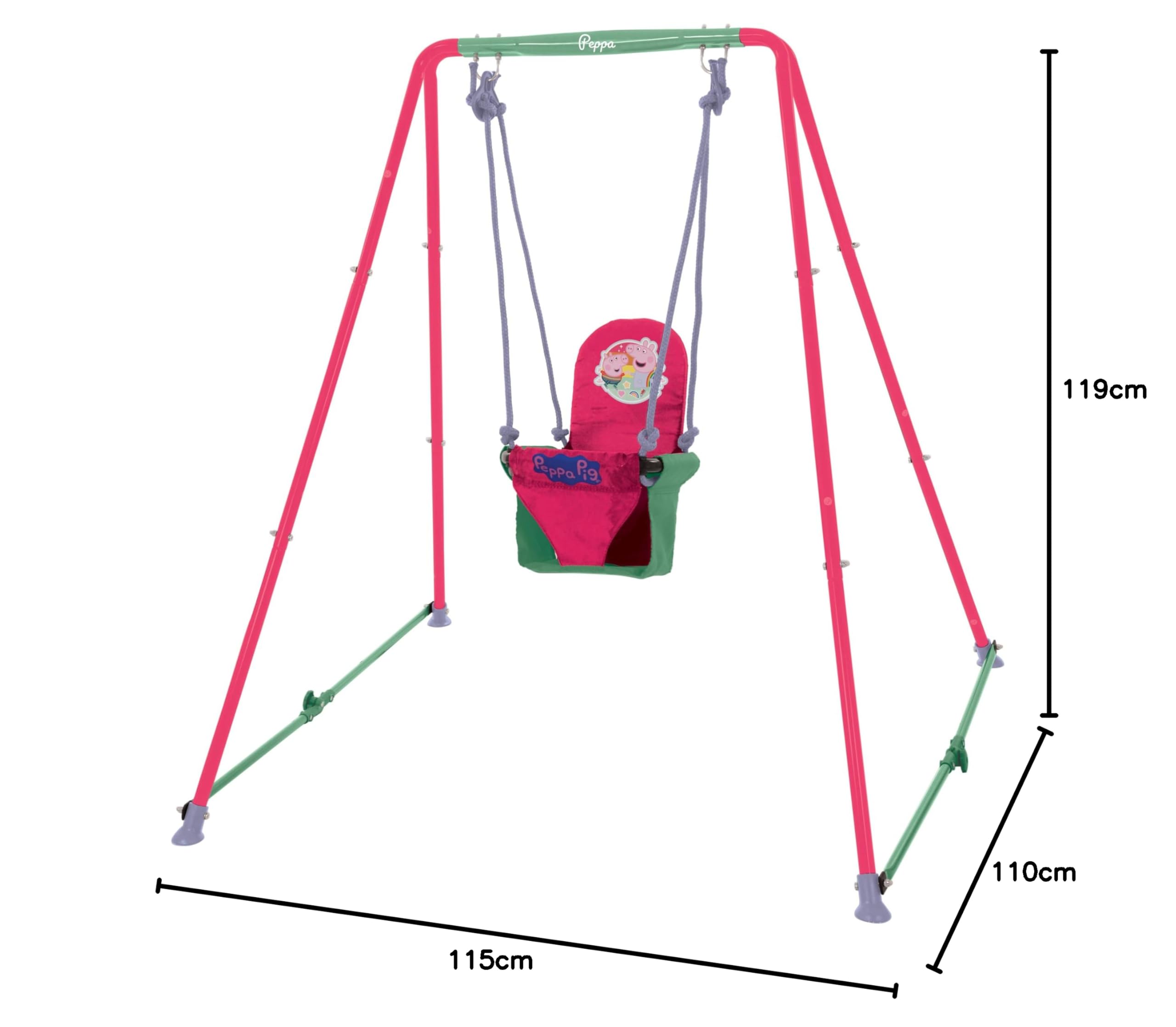 Peppa Pig M008666 Szybka składana huśtawka dla malucha, wielokolorowa, 119 cm x 115 cm x 110 cm