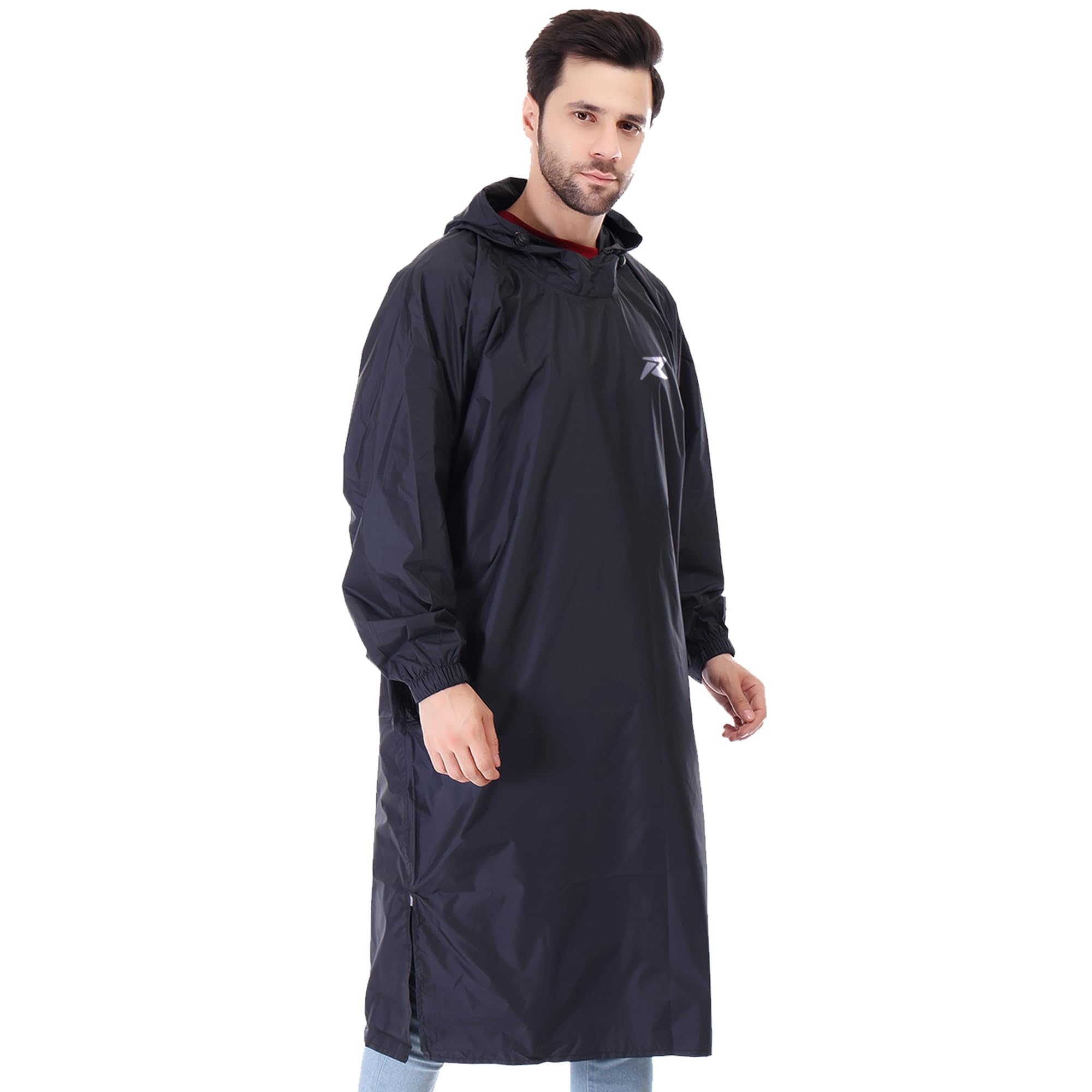 ROCKSPORT Waterproof Rain Poncho for Men and Women l Lightweight, Reusable & Pocket Packing Design - Free Size, Black