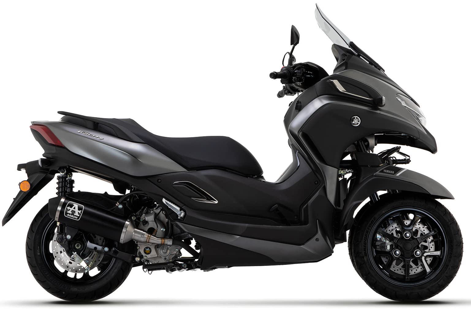 arrow 53542ANN + 11055KZ tubo de escape homologado + conector catalizado urban aluminio negro negro compatible con yamaha tricity 300 2024 mototopgun