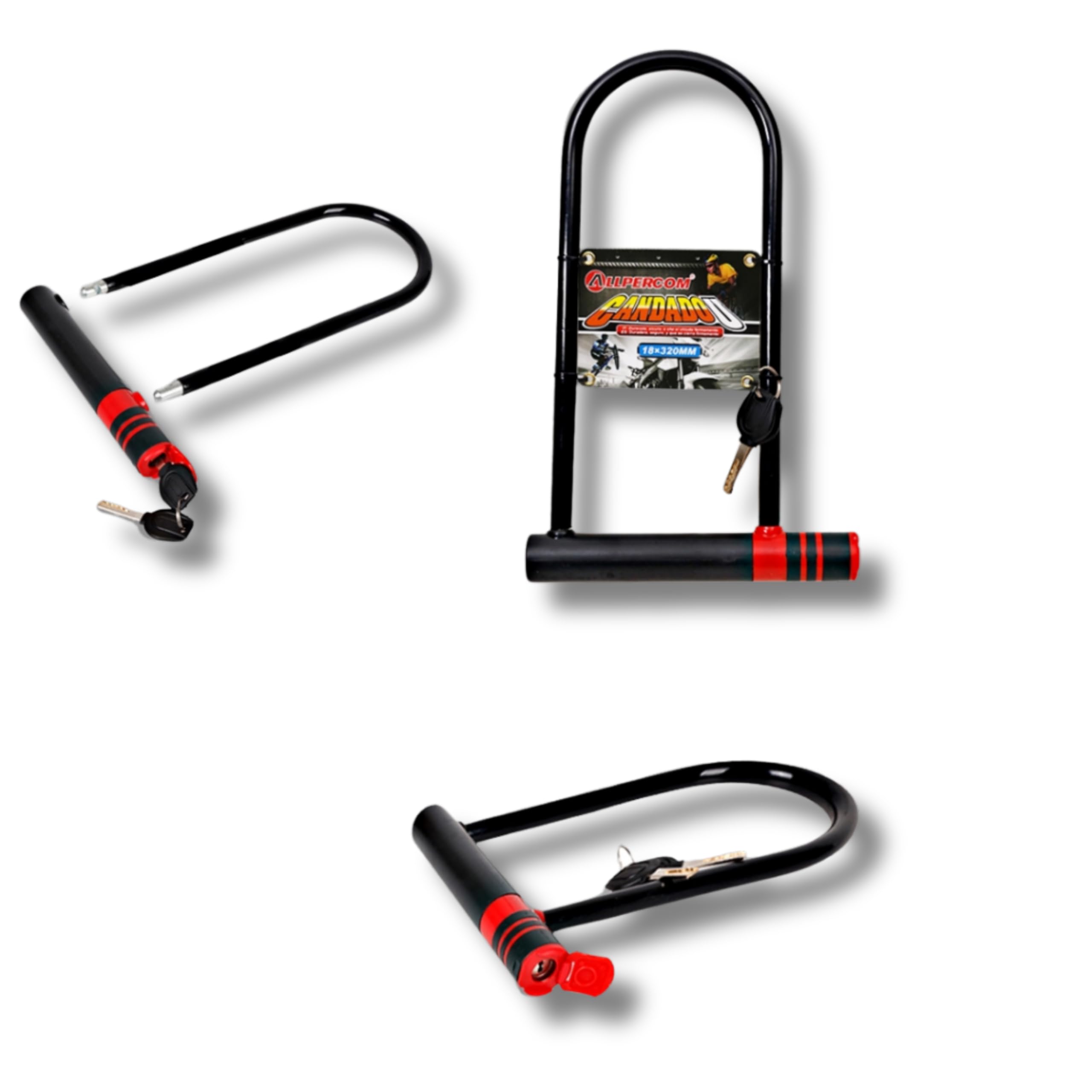 Candado en U de acero aleado y endurecido | Con 2 Llaves Incluidas | Protección Avanzada contra Cortes y Manipulación | Ideal para Bicicletas, Motos, Puertas y Garajes |18 mm Grosor y 32 cm Largo