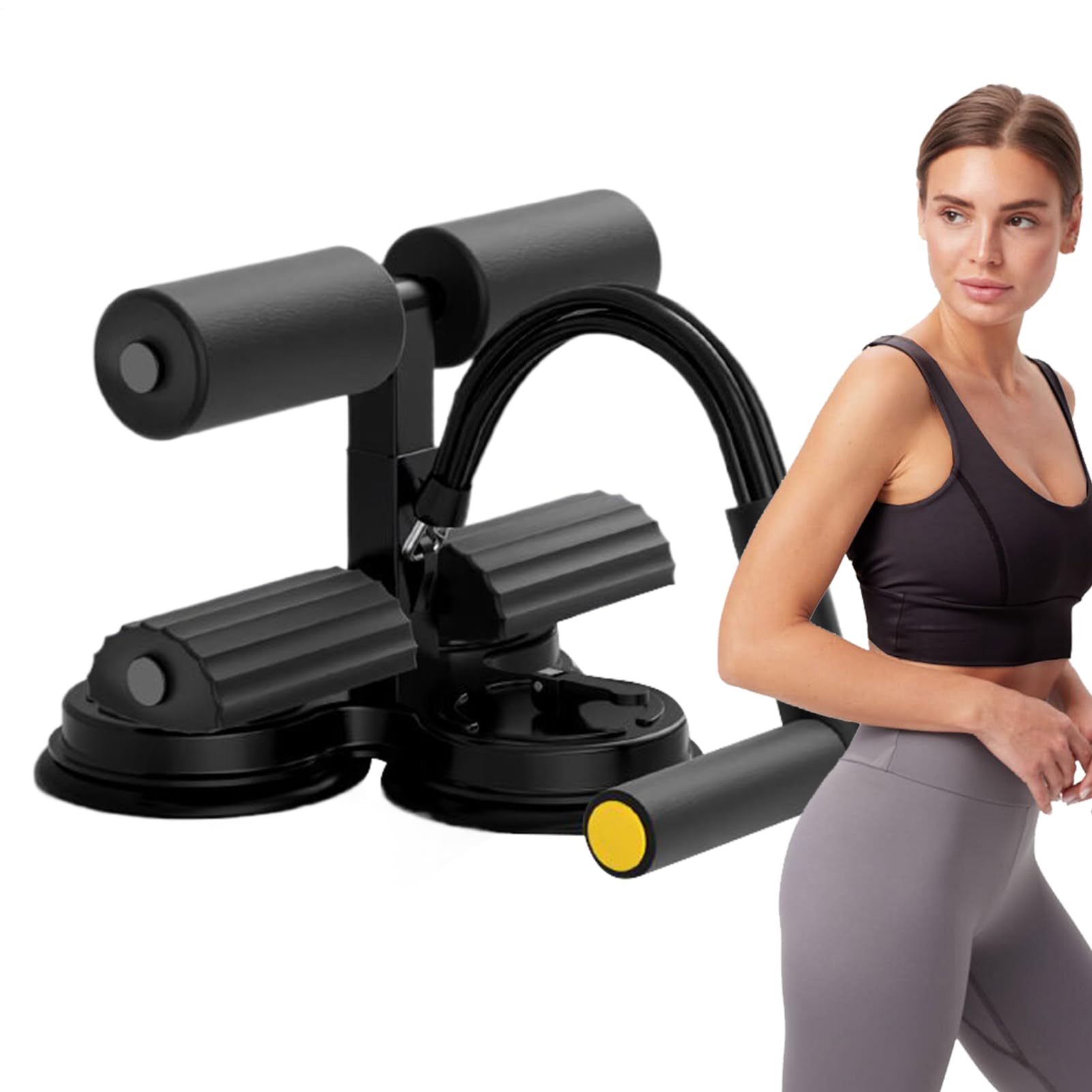 Generisch Sit-up-Stange für den Boden, Sit-up-Trainer für Bauchmuskeltraining mit Widerstandsbändern, Bauchmuskeltrainer, verstellbares Fitnessgerät für Ganzkörper-Rumpfkrafttraining