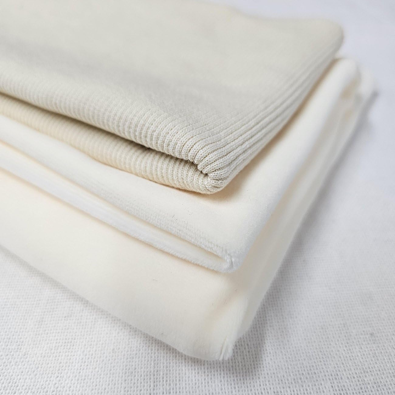 Velour Polar Fleece Fabric and Matching Ribbing,Combo Sets of Rib and Fabric for Apparel Dressmaking Crafts,Neotrims UK. Vanilla, Sample 10x10cm (Set)