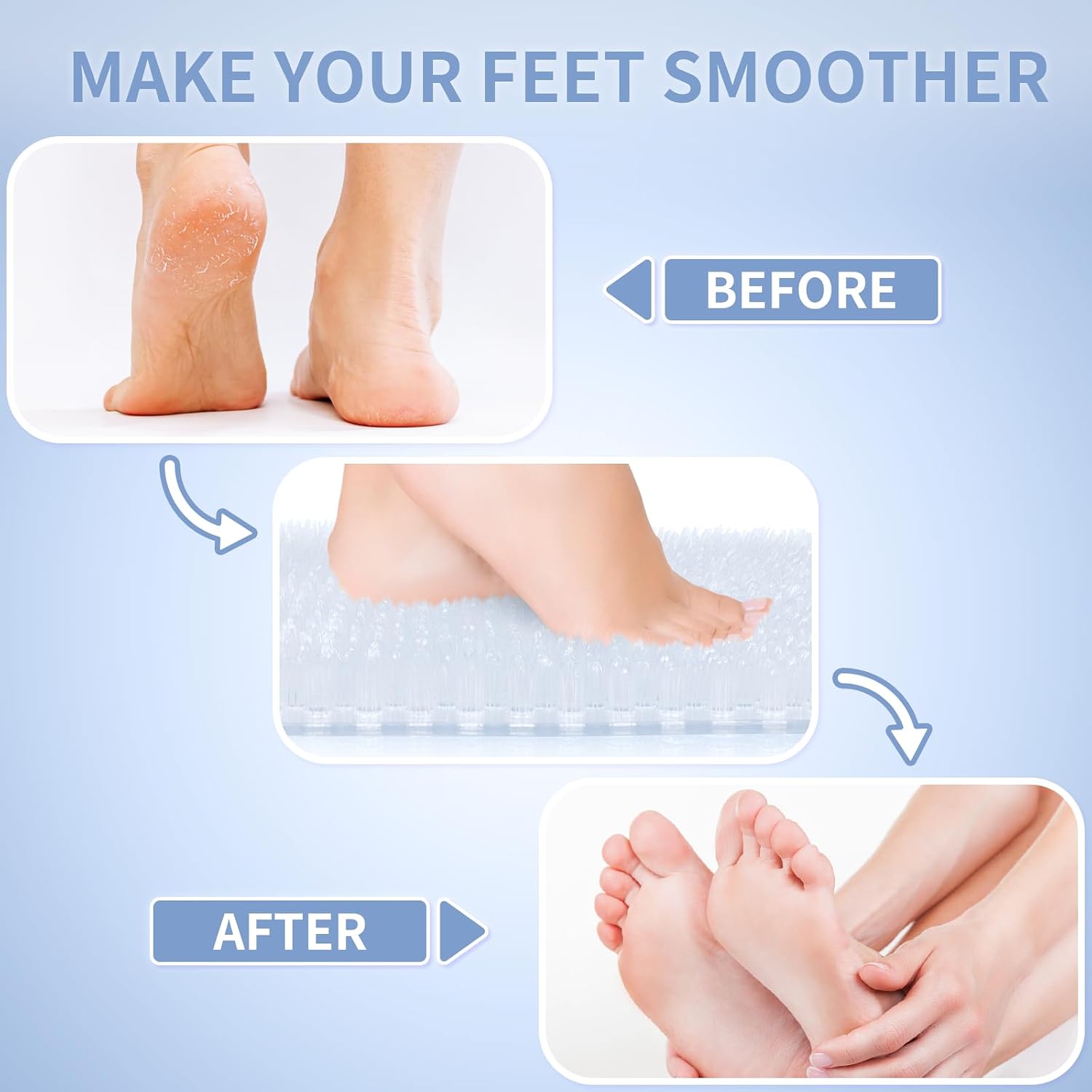Yolife Shower Foot Scrubber Mat, Anti-Slip Bath Mat with Scrub Bristles, Soft Shower Foot Massager with Strong Suction Cups for Soothe Achy Feet,27.5'' x 15.7'' image 3