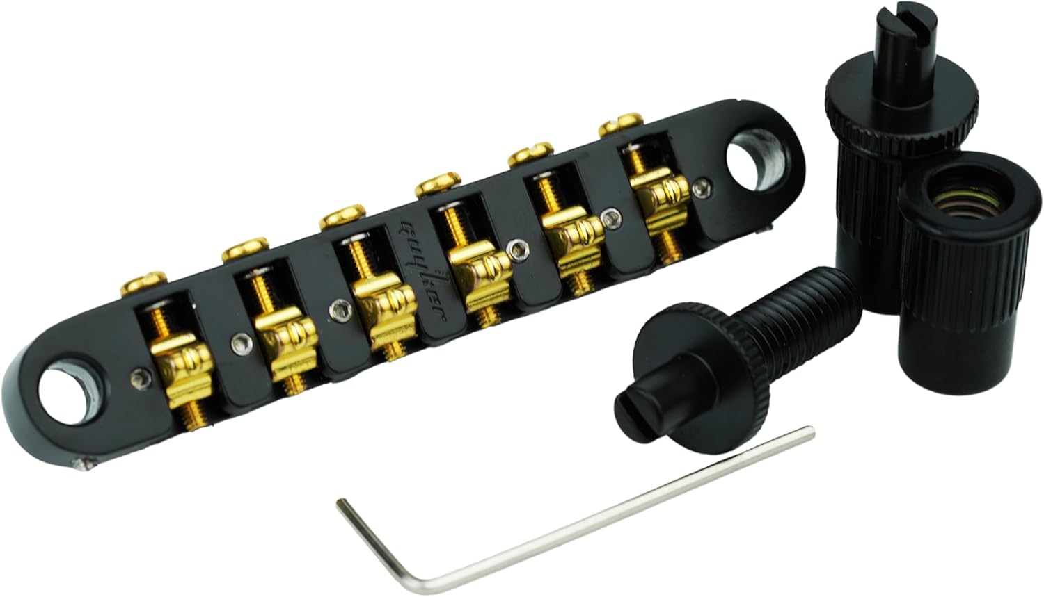 Guyker Guitar Adjustable Locking Bridge, Zinc Alloy Bridge Replacement Part for Electric Guitars(GM007, Black Gold)