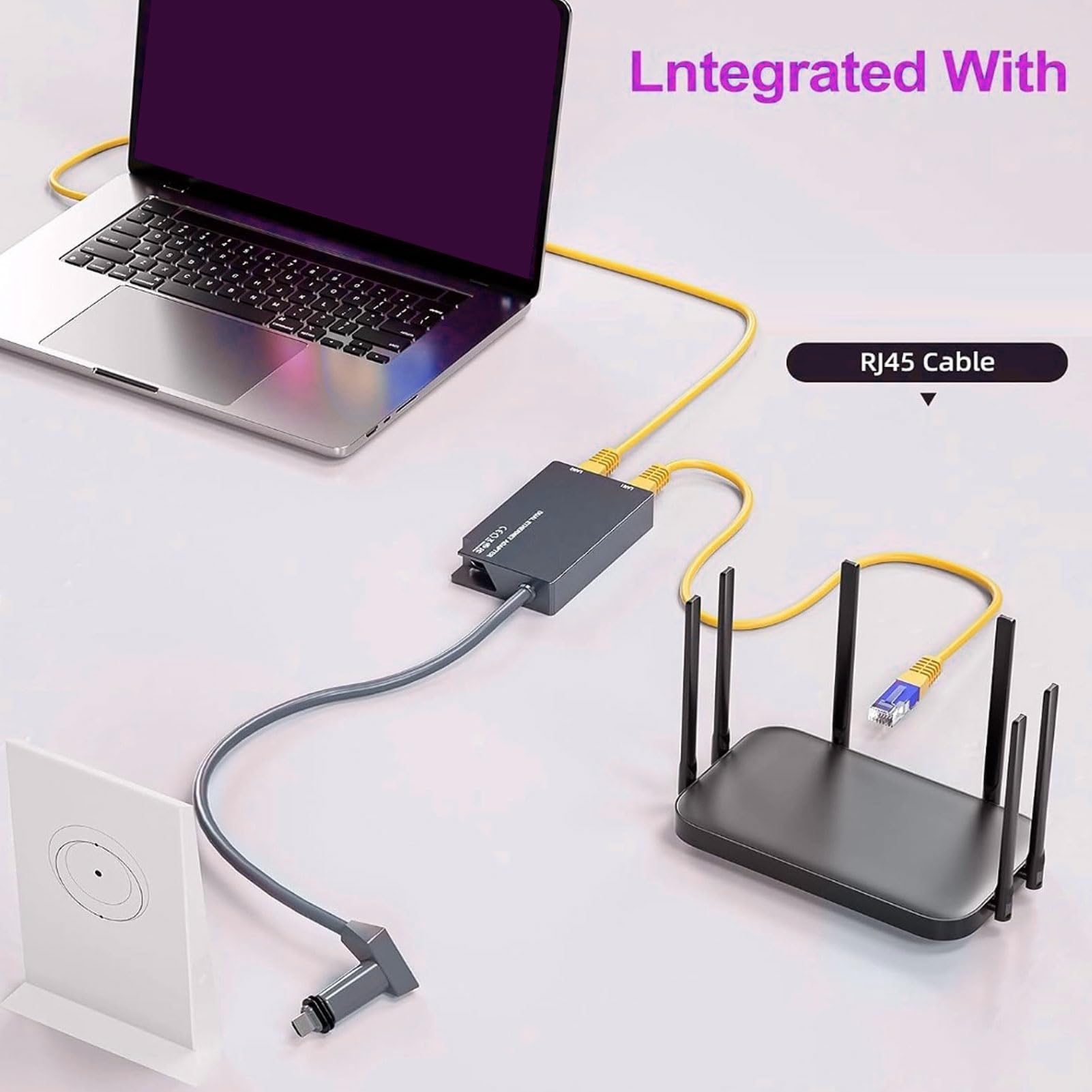 FTVOGUE 2-portowy Adapter Ethernet, Miedziany, Gumowy Rozdzielacz Gigabitowy, łączność Przewodowa 1 Gb/s dla Systemów Satelitarnych i Laptopów Gen 2 V2