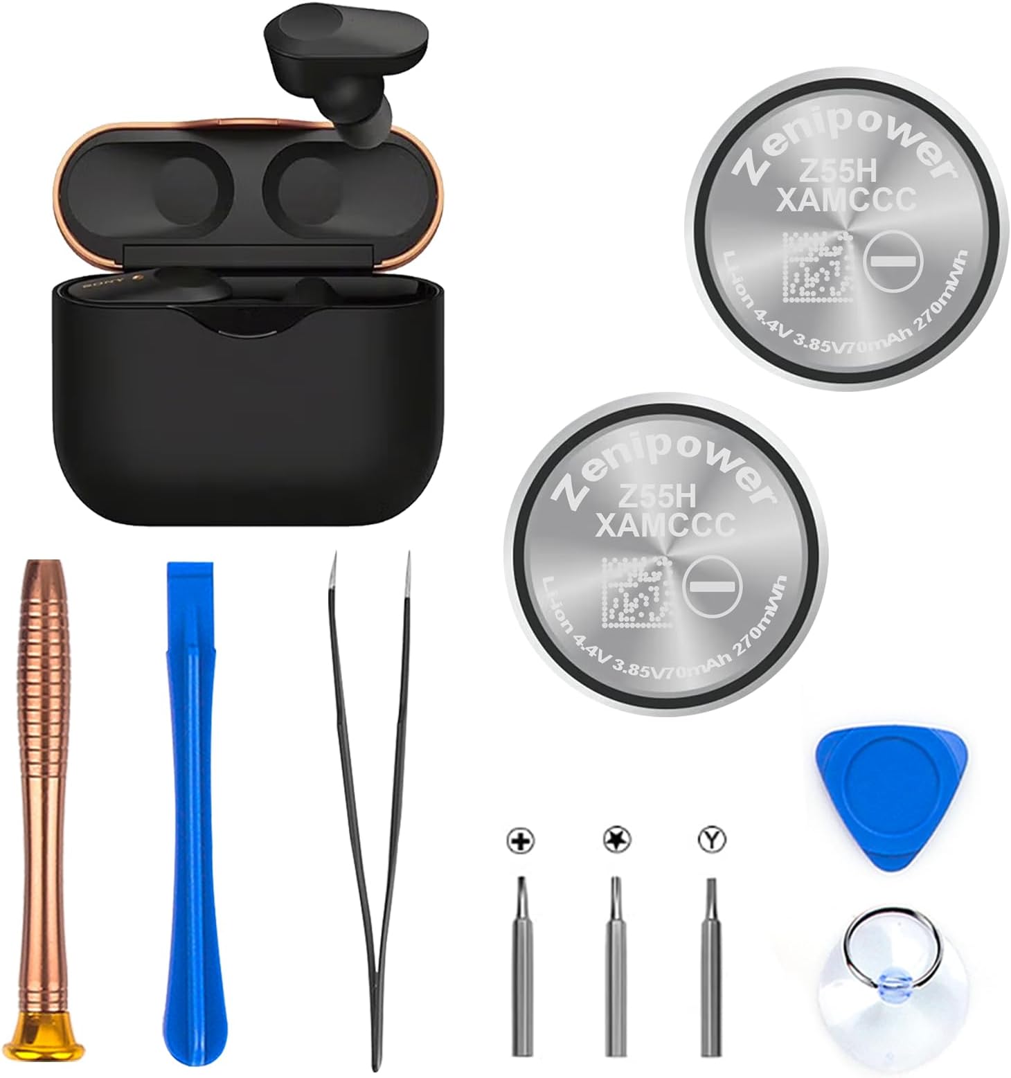 Z55H Battery Replacement for Sony Headset WF-1000XM4 WF1000XM4 Wireless Earbud Headphones Premium 3.85V 70mAh Battery with Installation Tools, 2Pcs