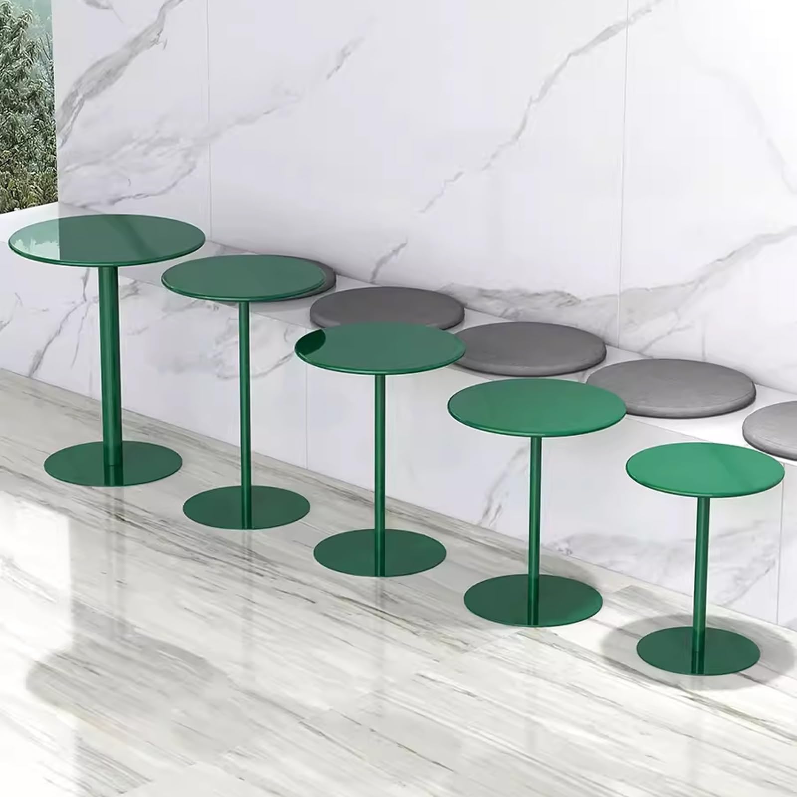 Table de bar d'extérieur en métal vert pour terrasse, bistrot, pub avec comptoir de boissons, table d'appoint de jardin pour intérieur et extérieur, 48 x 48 x 72 cm