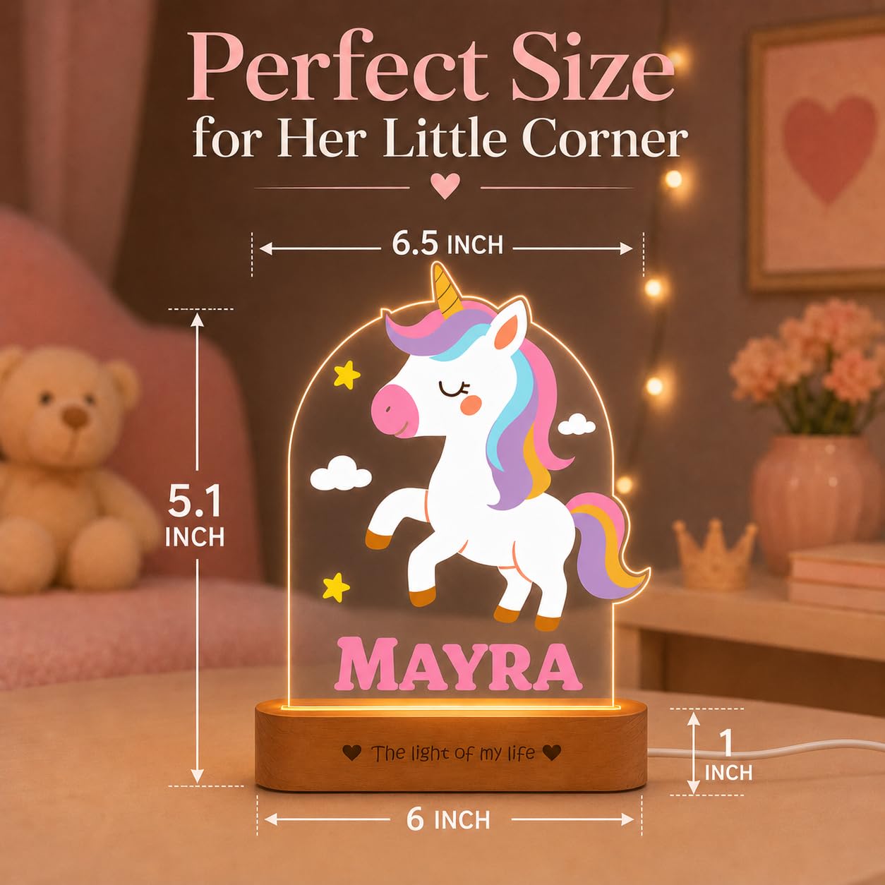 Personalized Unicorn Night Lamp - Custom Name Gift -5 Personalized Unicorn Night Lamp - Custom Name Gift -5