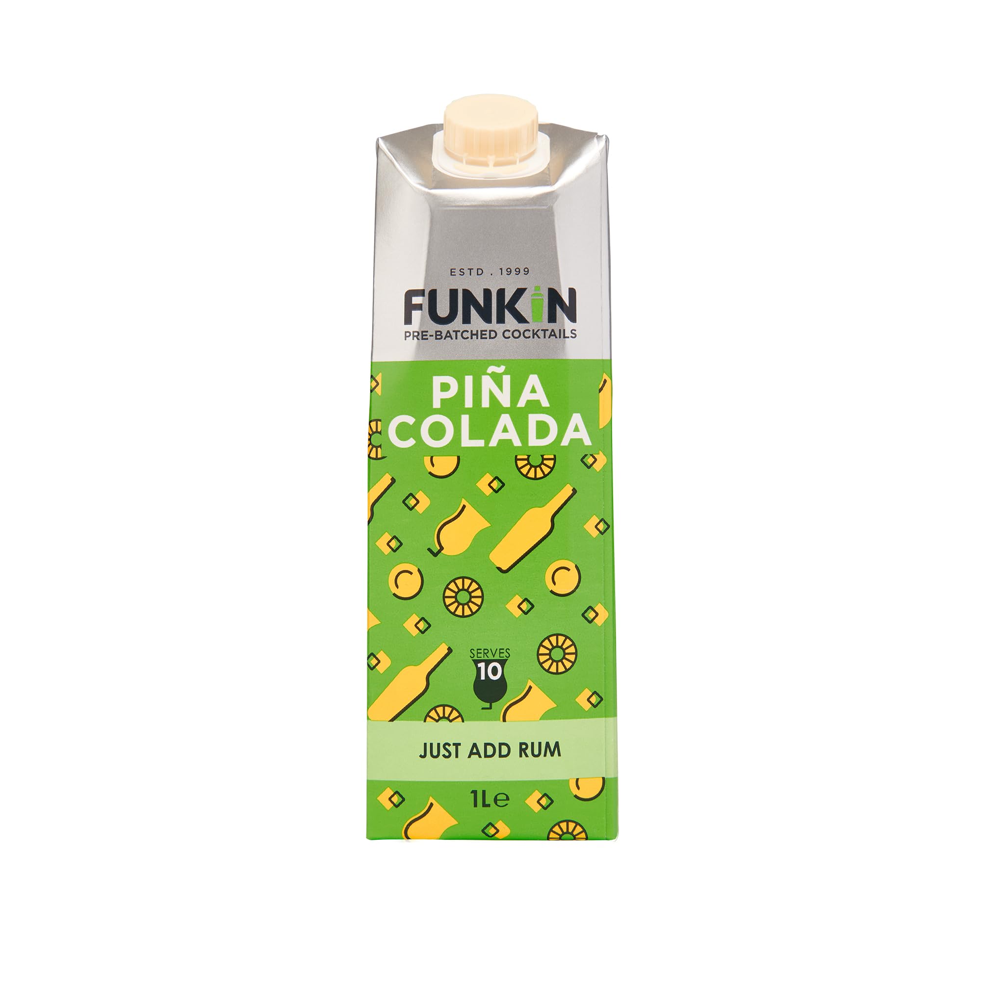 Funkin Pina Colada Pre-Made Cocktail Mix 1 Litre (Case of 6) | Cocktail - Just Add Spirits, Perfect For Parties