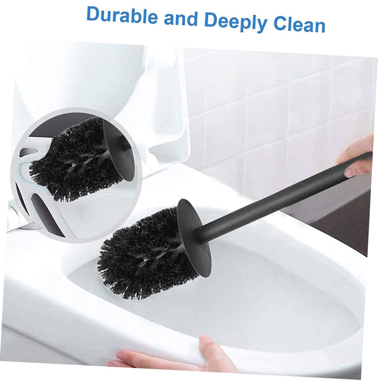 UKCOCO Cepillo de Limpieza para Inodoro y Soporte Escobilla de Baño Cierre Hermético para Limpiar el Inodoro Material de Calidad Color Negro