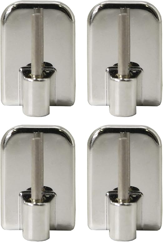 Self Adhesive Hooks Sash Rod Kitchen Curtains Set of 4 - Silver