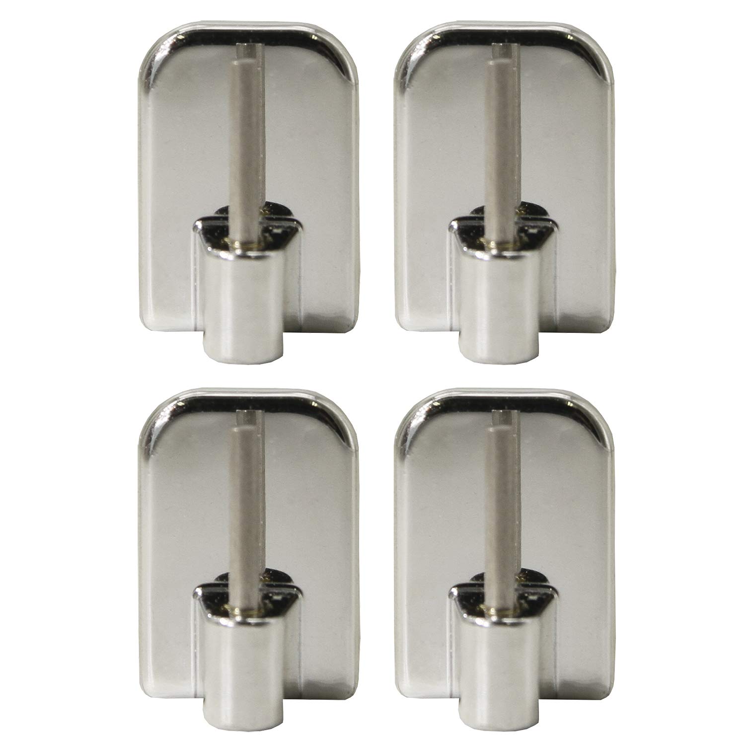 EVIDECOL5901990 Self Adhesive Hooks Sash Rod Kitchen Curtains Set of 4-Silver, 3 L x 0.11 W x 0.8 D
