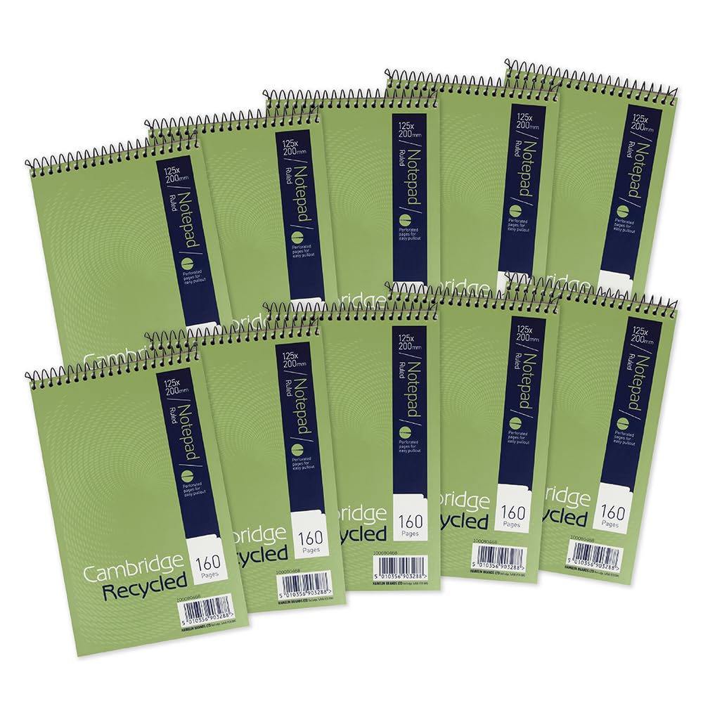 Cambridge Recycled Nbk Wirebound 70gsm Ruled Margin Perf Punched 4