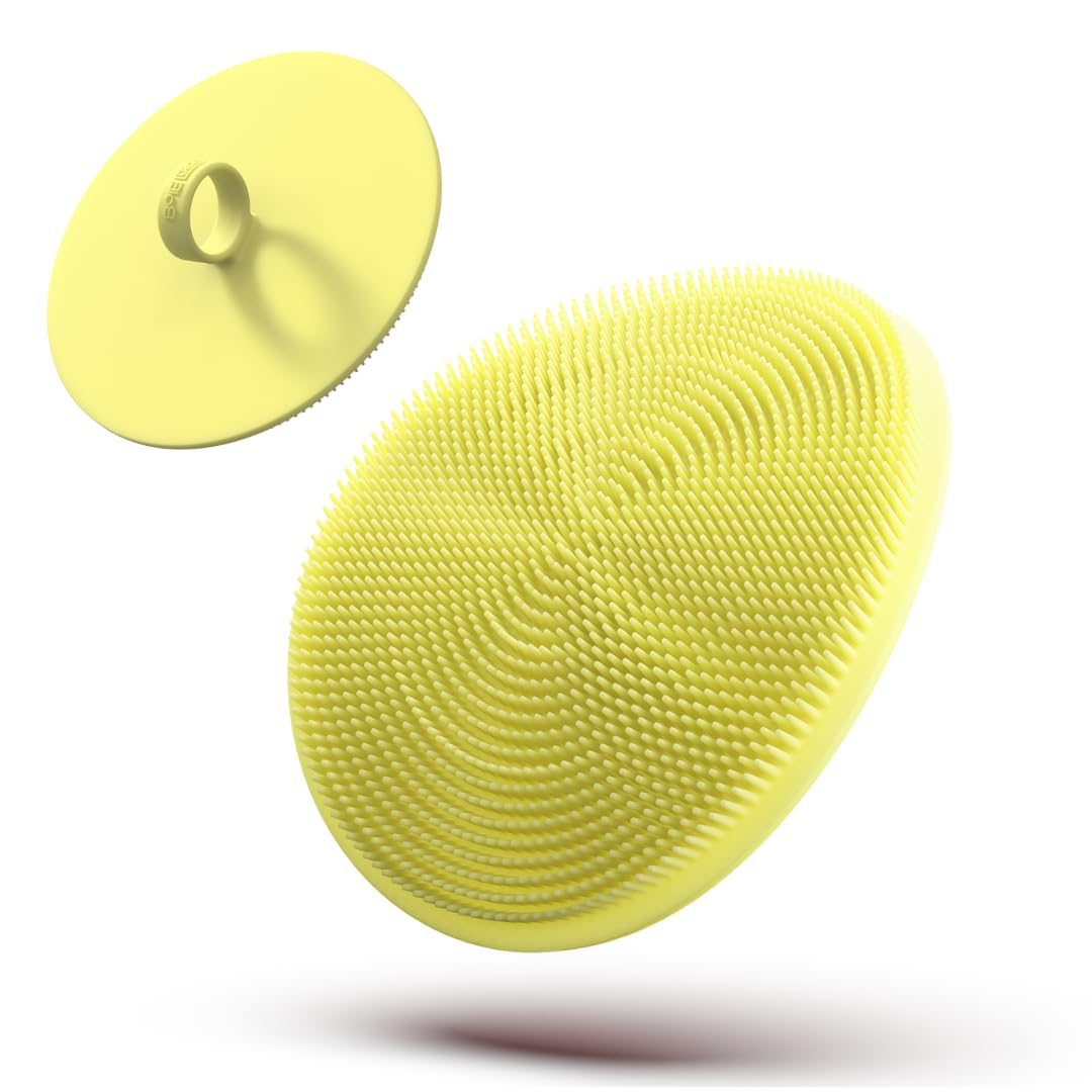 Boie USA Loop Body Scrubber - Elde taşınır peeling lif alternatifi. Cildi temizlemek için akne önleyici duş fırçası. Silikon benzeri kıllar, uzun ömürlü, hipoalerjenik ve sürdürülebilir (sarı)