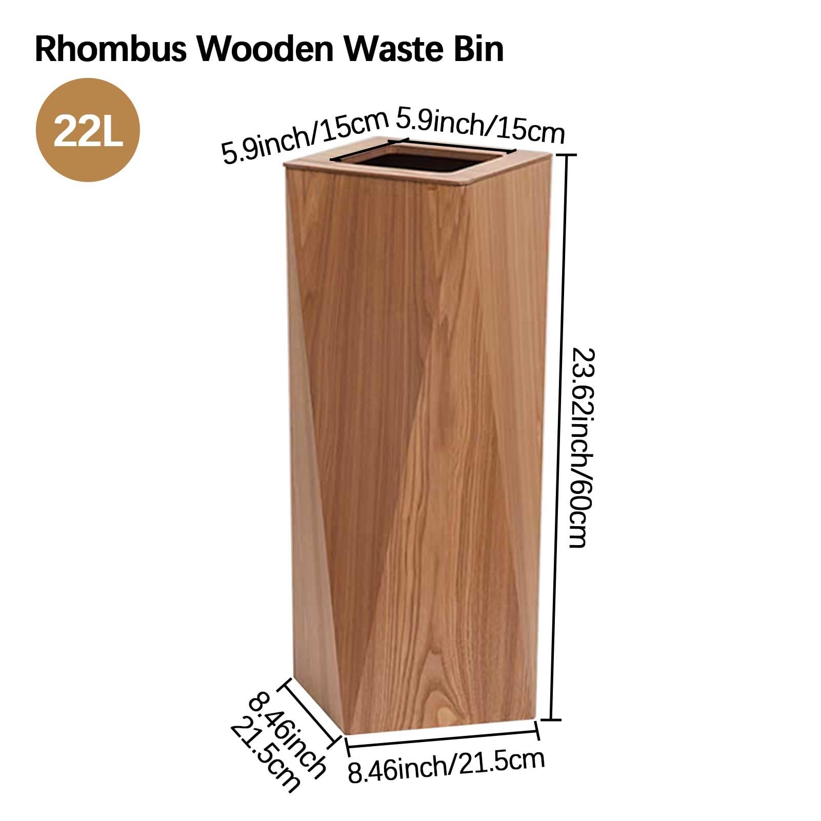 Drsyffsup Poubelle en Bois décorative pour la Maison | Corbeille à Papier créative en Forme de Diamant avec Seau intérieur | Poubelle pour Chambre, Salle de Bain, Cuisine, Bureau(Original Wood)