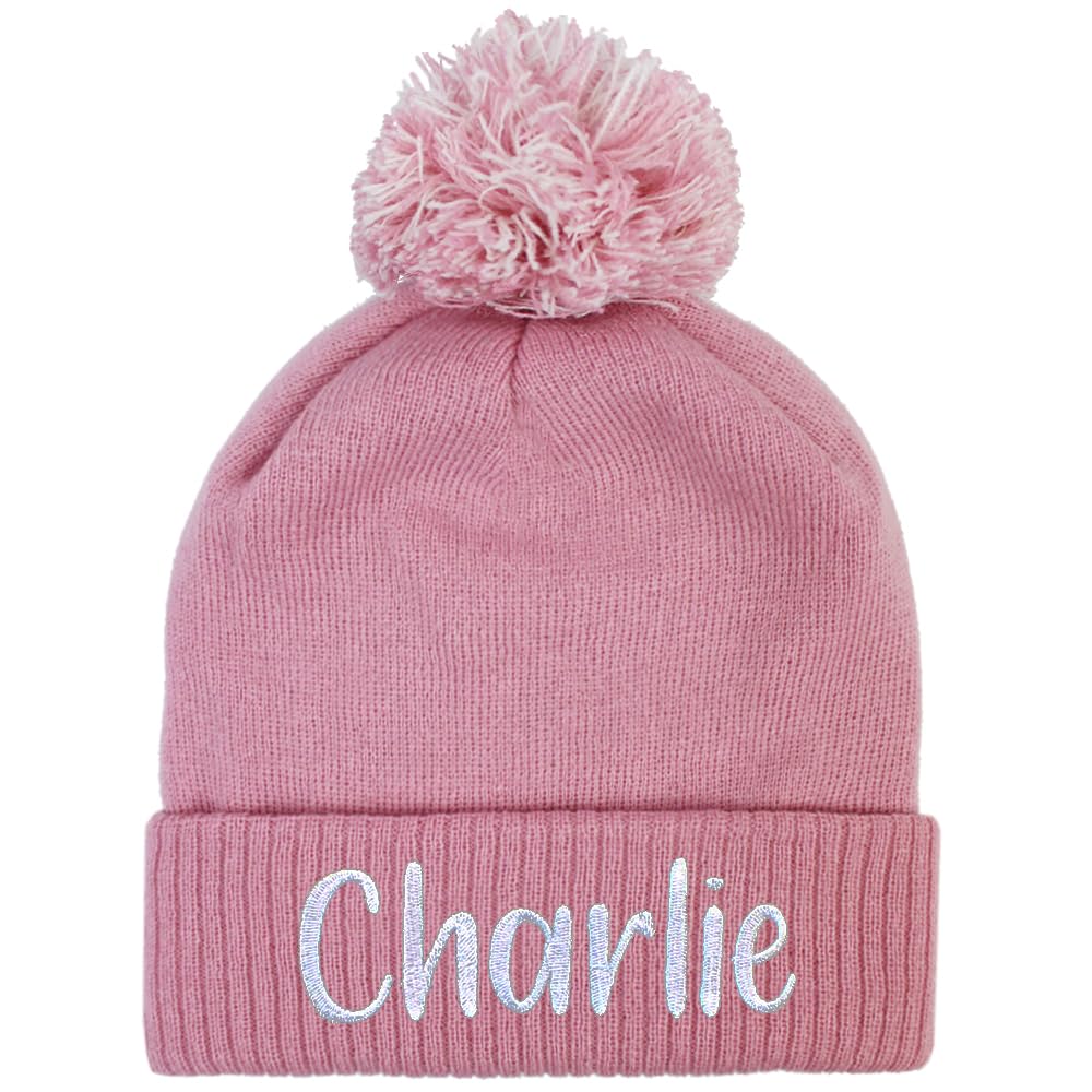 TeddyT's Personalised Kids Bobble Hat (5-10 Years) (Dusky Pink)
