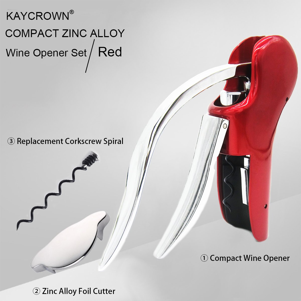 KAYCROWN Professional Zinc Alloy Power Wine Opener Corkscrew Built-in Foil Cutter Premium Lever Corkscrew Waiter Wine Opener Kit Bottle Opener