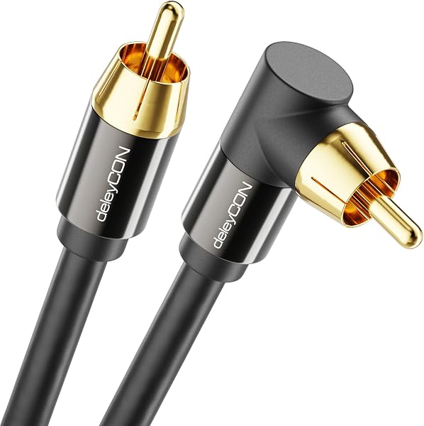 deleyCON 7,5m Kabel do Subwoofera – Wtyk Kątowy – Kabel Koaksjalny Cinch RCA – do Subwoofera, Amplitunera AV, Wzmacniacz