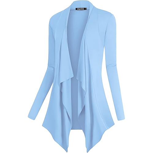 Urban CoCo Women's Drape Front Open Cardigan Long Sleeve Irregular Hem