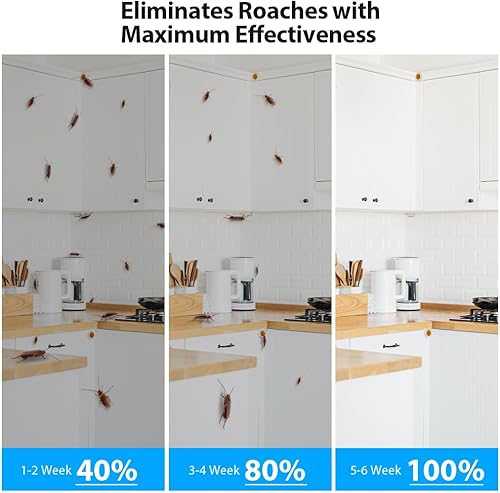Miniatura 6 de Paquete de 36 estaciones de cebo de gel para cucarachas en interiores, potente mata cucarachas en interiores para infestación de cucarachas, cebo de