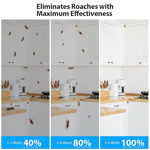 Miniatura 6 de Paquete de 48 estaciones de cebo de gel para cucarachas en interiores, potente mata cucarachas en interiores para infestación de cucarachas, cebo de