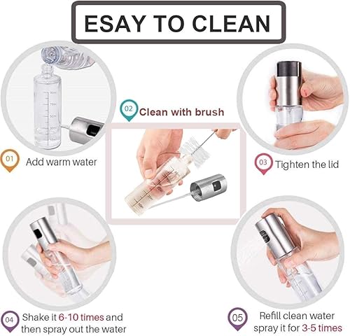 Miniatura 7 de Juego de rociador de aceite para cocinar, dispensador de aceite y vinagre con botella de vidrio y acero inoxidable, dispensador de salsa de soja de