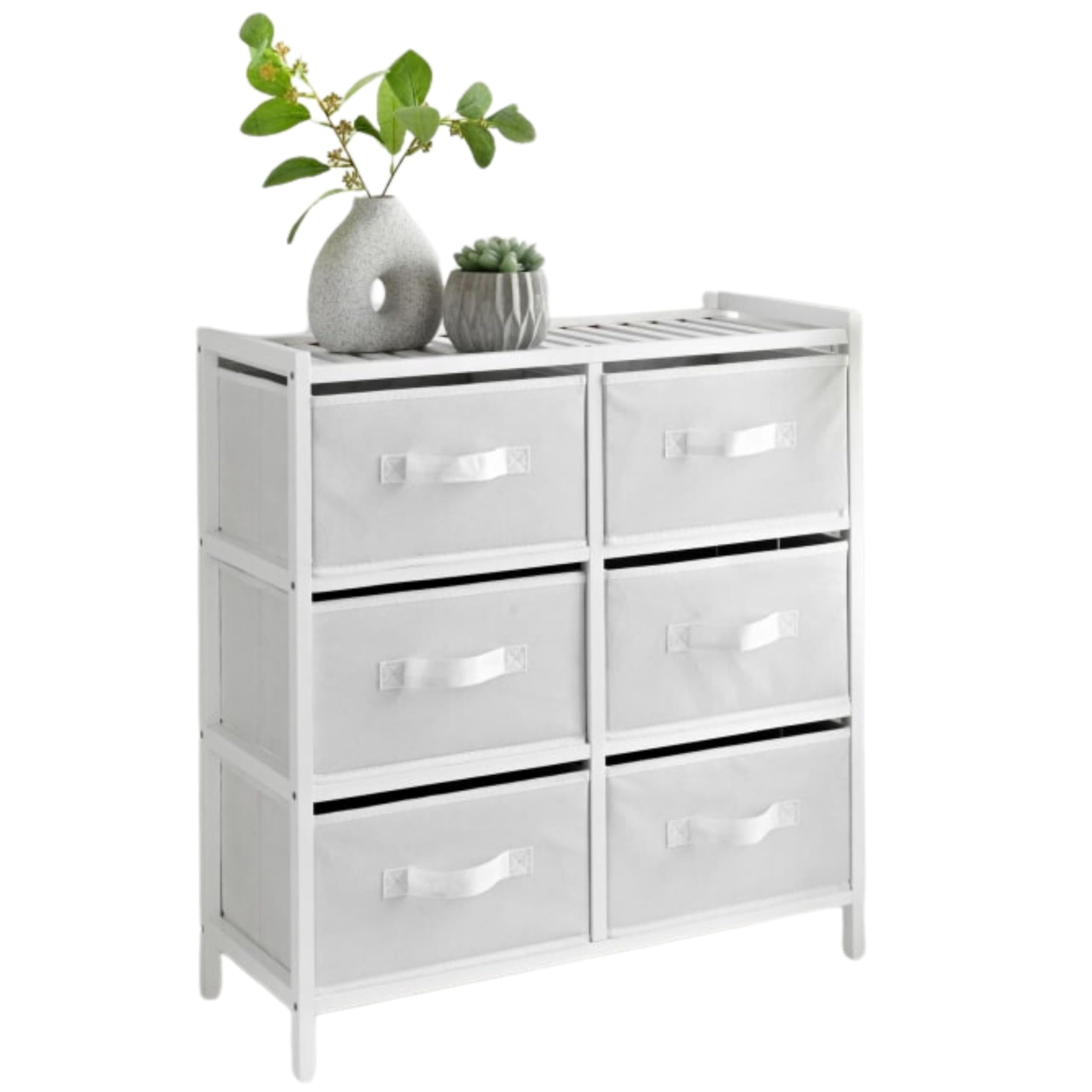 AAMEN 6-Drawer Storage Organizer Unit, Bedroom Storage Drawers and Shelf for Clothes, Chest Of Drawers Bedroom Storage Drawers and Shelf for Clothes, Bedroom Decor (White) - W60xD25.4xH64.7cm