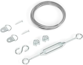 Anti-Sag Gate Hardware Kit for Wooden Fence Gate, Anti-Sagging Gate Support Cable Kit Hardware - D Ring & Door Frame Repair, Sliver, 1 Pack