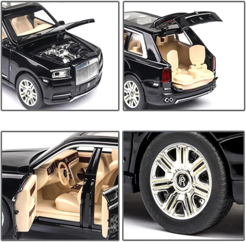 Image of Exquisite car Model 1 /24 Rolls-Royce CULLINAN Model Car,Zinc Alloy Pull Back Toy car with Sound and Light for Kids Boy Girl Gift. (Black)