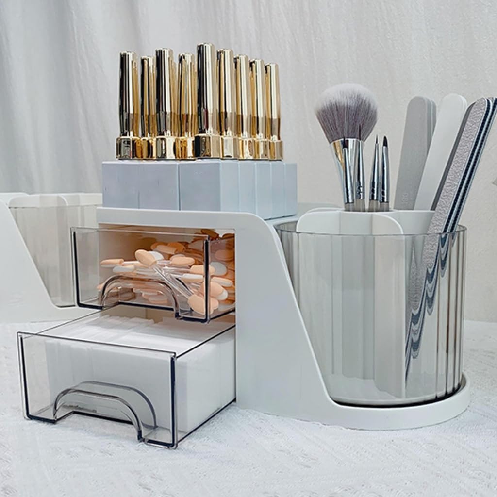 Desktop Storage Box for Art Tools and Makeup Accessories Rotating Pen Holder