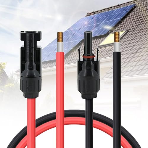 Miniatura 4 de KEDAKEJI Cable de extensión de panel solar de calibre 10, 10 AWG, 1 par de 5 pies negro + 5 pies de cable de extensión de panel solar rojo con