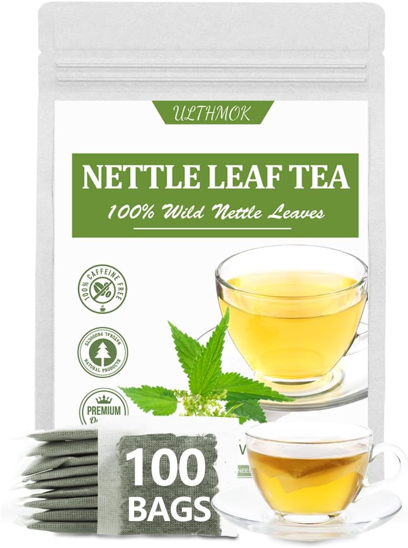 Premium 100 Stinging Nettle Leaf Tea Bags, Made with 100% Wild Nettle Leaves，No Additive & Caffeine Free.