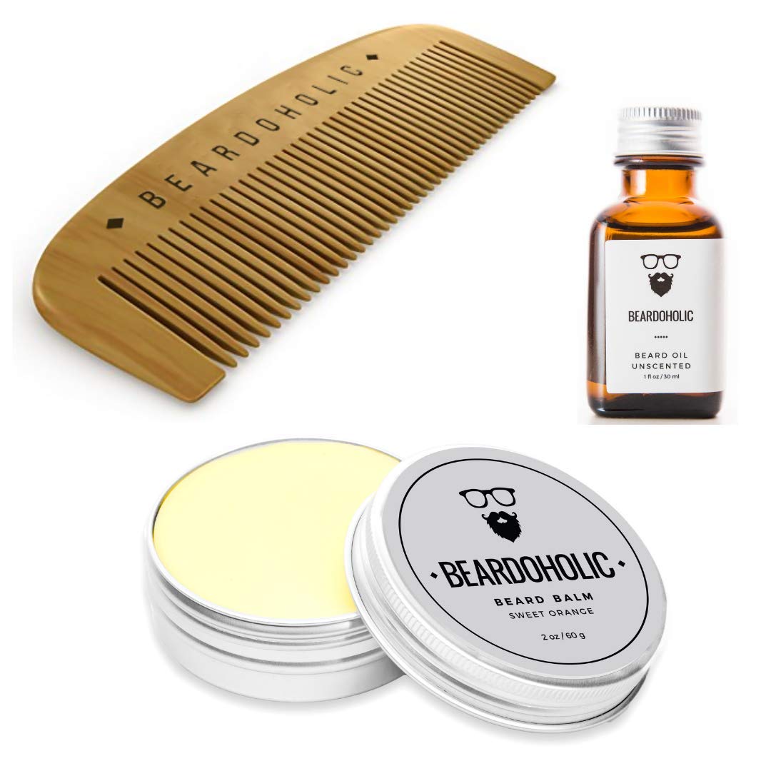Buy Beardoholic Beard Oil, Balm, Comb Set 100 All Natural, 100