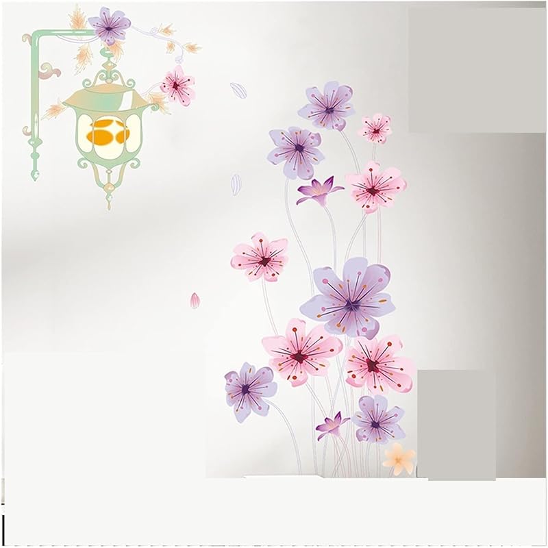 Slwari 塗装花の街灯壁ステッカーリビングルーム背景寝室の装飾の壁紙ビューディーフィットには家の装飾ステッカー 1g0li0tqiw Godawaripowerispat Com