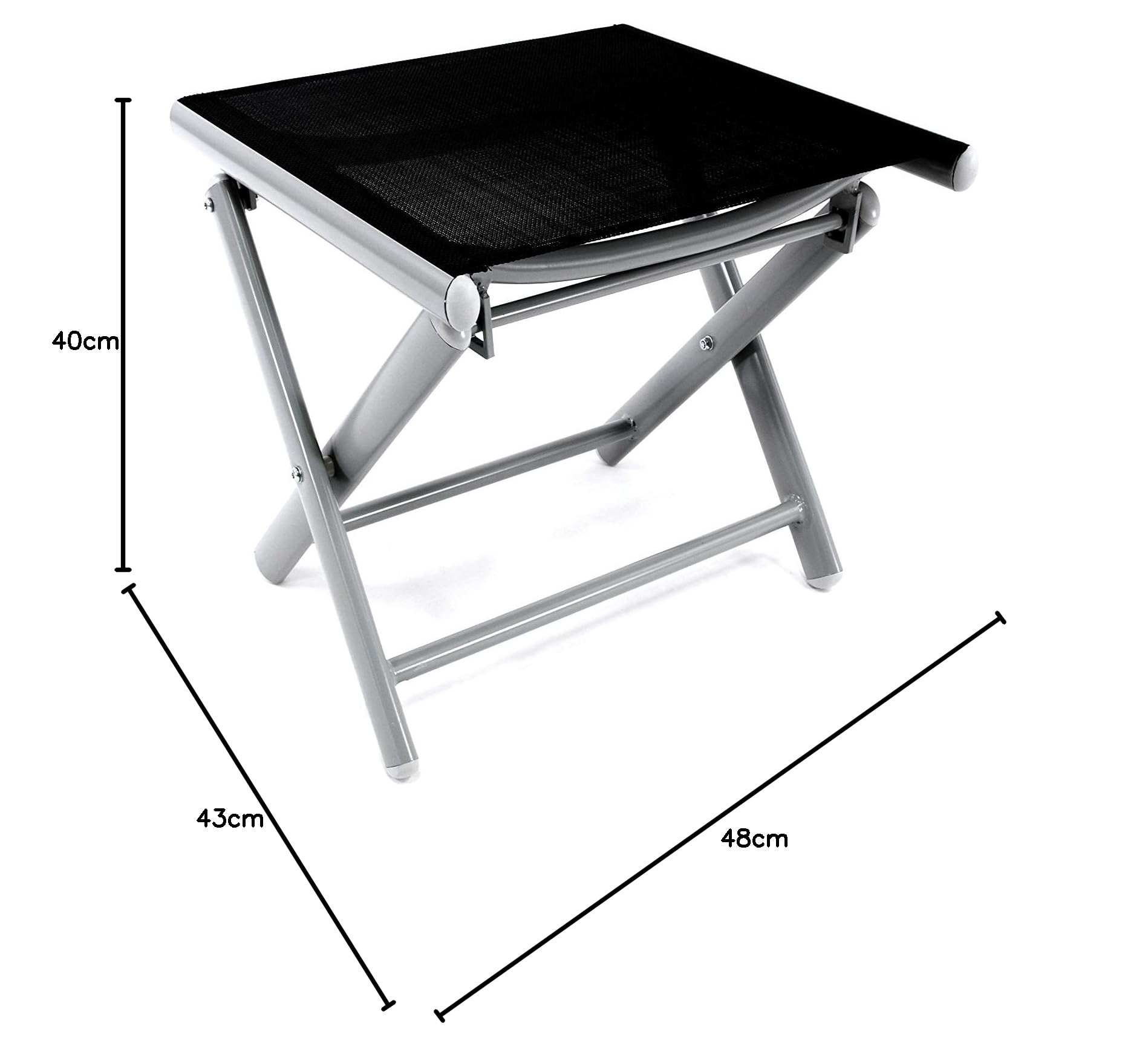 Mojawo Tabouret de Jardin Pliable en Aluminium résistant aux intempéries Argenté/Noir