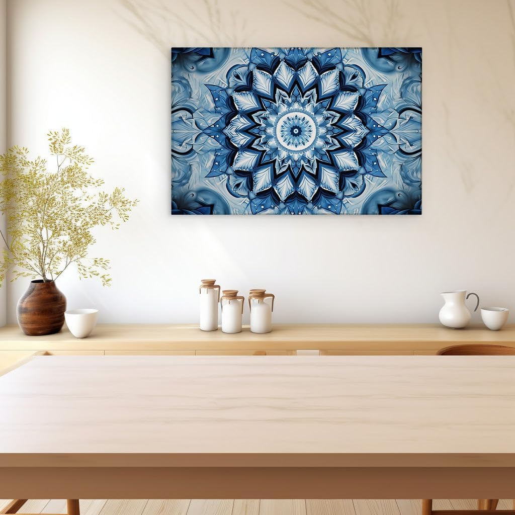 Canvas for Living room. Blossoming Tranquility An Abstract Fusion of Symmetry and Serenity, 27 x 18 inch Canvas Wall Art - Contemporary Masterpieces - Modern Home Decor - 69x46 cm (27x18 inch)